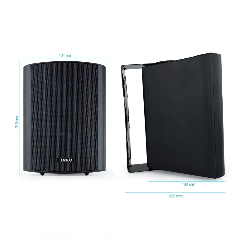 Kontrolsat - TooQ Amplifier Speakers - 2.0 / Wall Mount - 60W - Black - TQOWS-01B