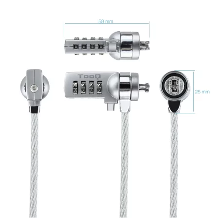 Kontrolsat - TooQ Universal Security Cable - 1.5M - White - TQCLKC0015 Kontrolsat - TooQ Universal Security Cable - 1.5M - White - TQCLKC0015