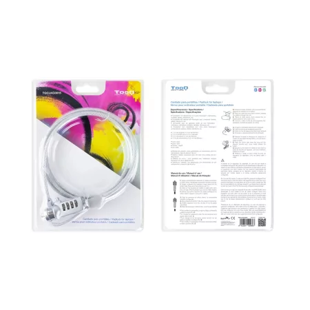 Kontrolsat - TooQ Universal Security Cable - 1.5M - White - TQCLKC0015 Kontrolsat - TooQ Universal Security Cable - 1.5M - White - TQCLKC0015