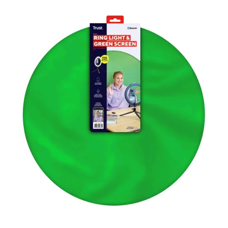 Kontrolsat - Trust 2 in 1 Streaming Kit - Luminous Ring + Green Screen - 24881 Kontrolsat - Trust 2 in 1 Streaming Kit - Luminous Ring + Green Screen - 24881