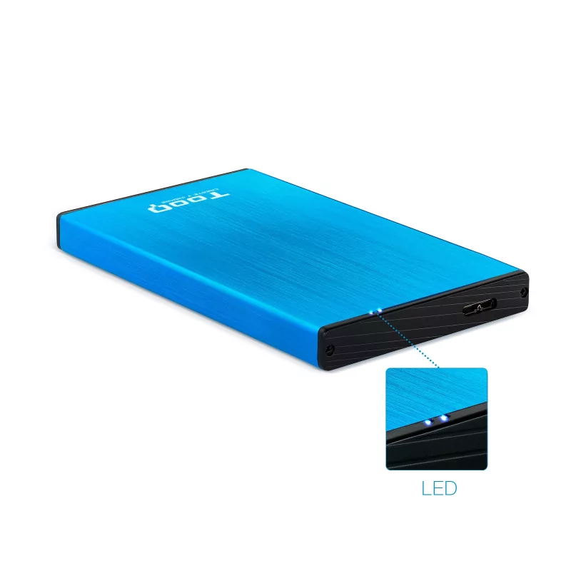 Kontrolsat - Caixa Externa 2,5" SATA TooQ - Azul Alumínio USB3.1 - TQE-2527BL