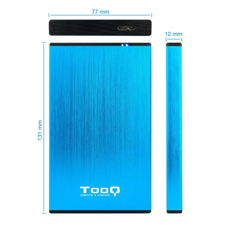 Kontrolsat - Caixa Externa 2,5" SATA TooQ - Azul Alumínio USB3.1 - TQE-2527BL