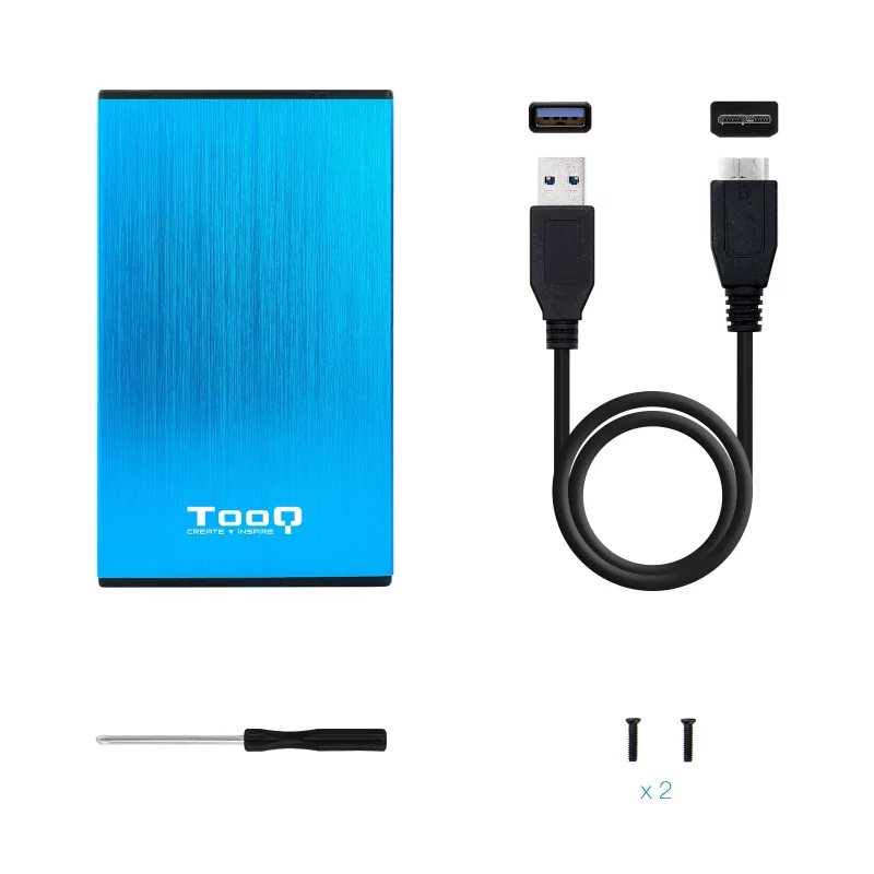 Kontrolsat - Caixa Externa 2,5" SATA TooQ - Azul Alumínio USB3.1 - TQE-2527BL