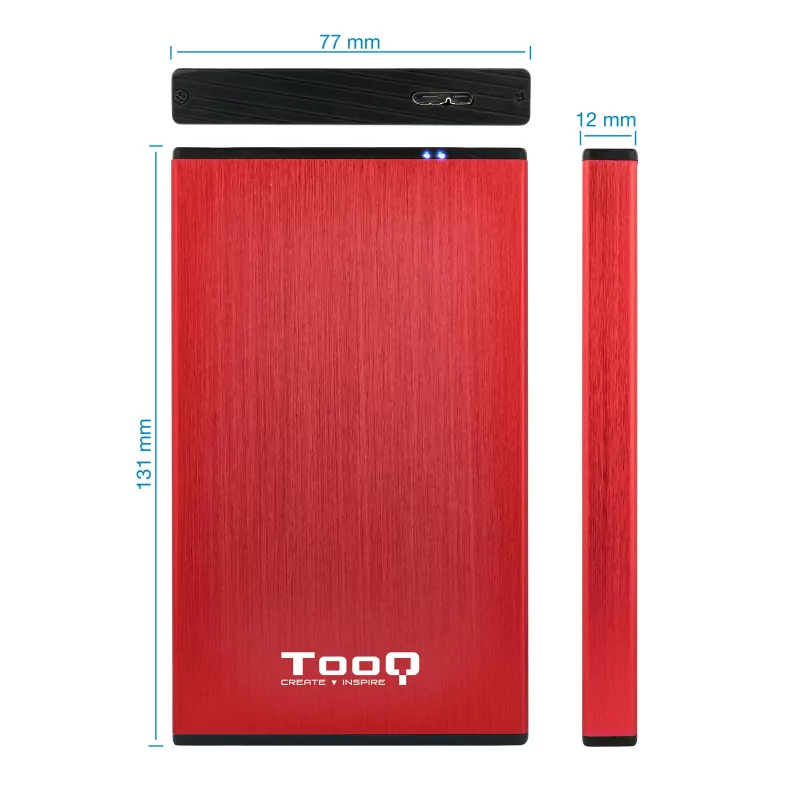 Kontrolsat - TooQ External Box - For 2.5" Discs - HDD/SSD - Red - TQE-2527R