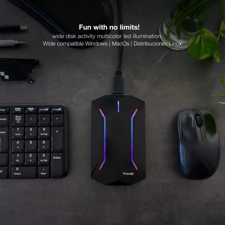 Kontrolsat - TooQ External Box - HDD/SSD - 2.5" - Black - RGB - TQE-2599RGB Kontrolsat - TooQ External Box - HDD/SSD - 2.5" - Black - RGB - TQE-2599RGB