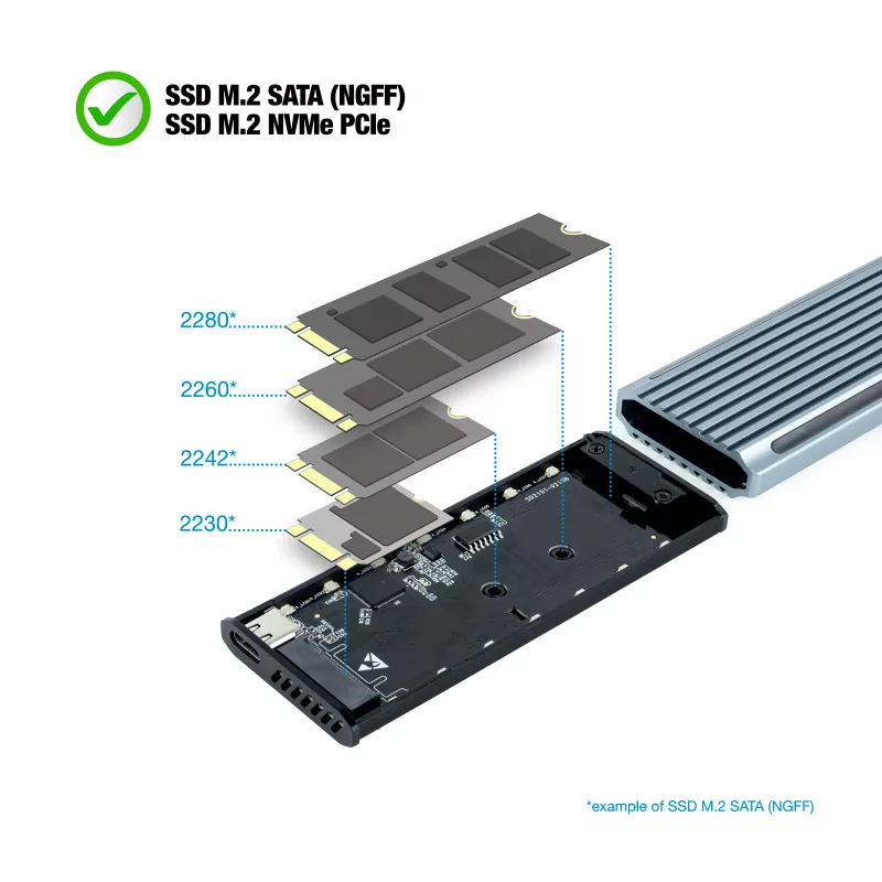 Kontrolsat - TooQ External Enclosure - SSD - RGB / Gray - TQE-2221G