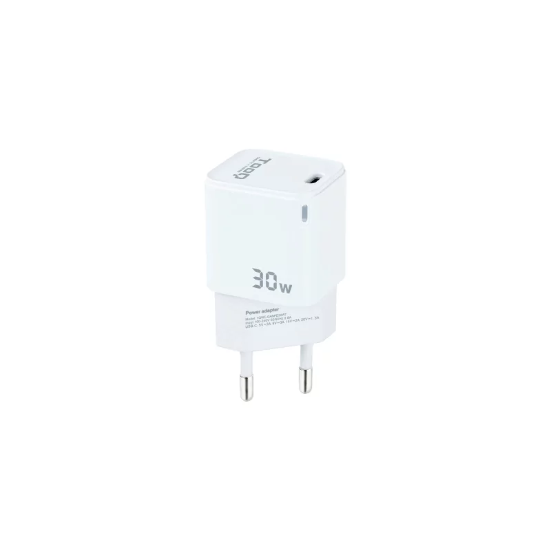 Kontrolsat - TooQ Wall Charger - GaN - 30W - White - TQWC-GANPD30WT