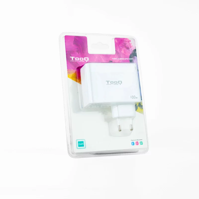 Kontrolsat - TooQ Wall Charger - GaN - 100W - White - TQWC-GANQC2PD100W