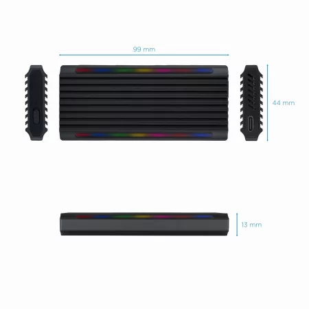 Kontrolsat - Caixa Externa TooQ - SSD - RGB - Preto - TQE-2222B