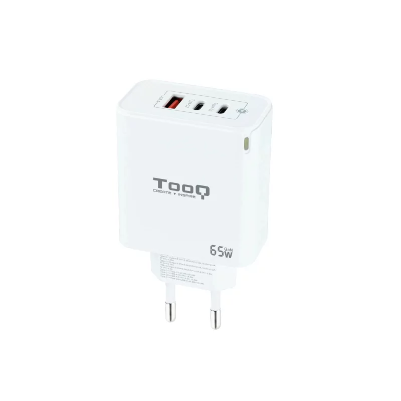 Kontrolsat - TooQ Charger - USB-C/PD - 65W - White - TQWC-GANQC2PD65WT