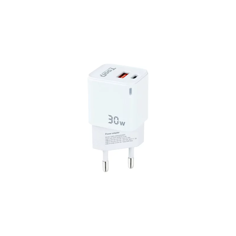 Kontrolsat - TooQ Charger - USB-C/PD - 30W - White - TQWC-GANQCPD30WT