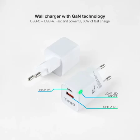 Kontrolsat - TooQ Charger - USB-C/PD - 30W - White - TQWC-GANQCPD30WT