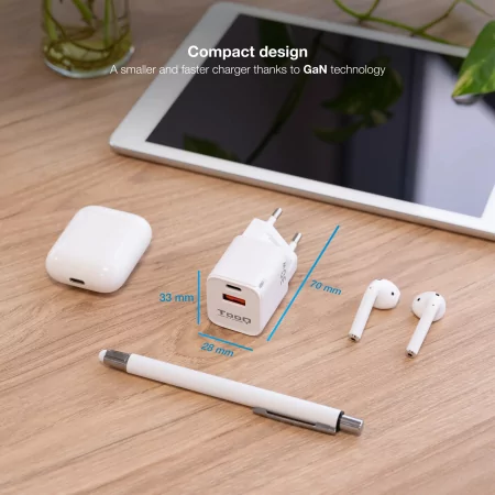 Kontrolsat - TooQ Charger - USB-C/PD - 30W - White - TQWC-GANQCPD30WT
