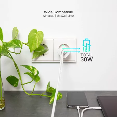 Kontrolsat - TooQ Charger - USB-C/PD - 30W - White - TQWC-GANQCPD30WT