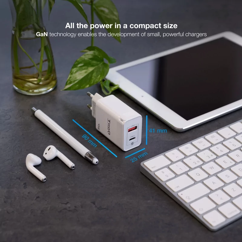 Kontrolsat - Carregador TooQ - USB-C/PD - 45W - Branco - TQWC-GANQCPD45WT