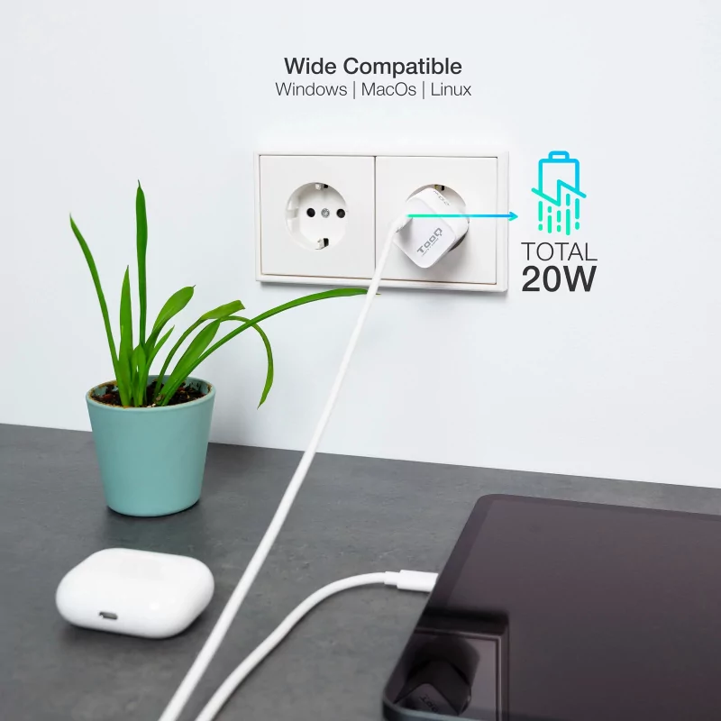Kontrolsat - TooQ Charger - UBS-C - 20W - White - TQWC-PD20WT