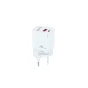 Kontrolsat - TooQ Wall Charger - USB-C/PD + USB-A/QC - 20W - White - TQWC-QCPD20WT