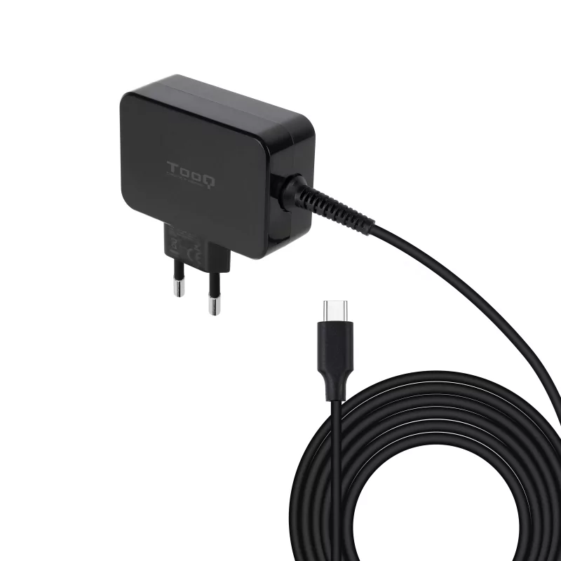 Kontrolsat - TooQ USB-C Charger - 65W - For Laptop - Black - TQLC-USBCGAN65PD