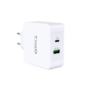 Kontrolsat - TooQ Dual Charger - USB-C PD + USB A QC3.0 port - 48W - White - TQWC-2SC03WT