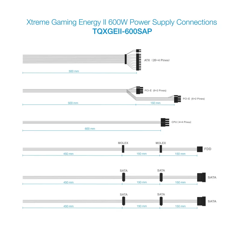 Kontrolsat - Fonte de Alimentação Xtreme Gaming TooQ - Energy II - 600W - C/ LED - TQXGEII-600SAP