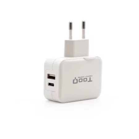 Kontrolsat - TooQ Dual Charger - USB-C - 27W - White - TQWC-2SC02WT