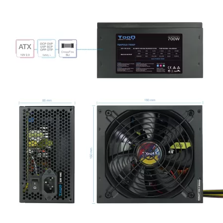 Kontrolsat - Fonte de Alimentação TooQ - ATX 700W - TQAPOLO-700SP Kontrolsat - Fonte de Alimentação TooQ - ATX 700W - TQAPOLO-700SP