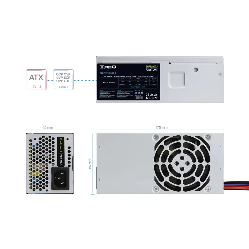 Kontrolsat - TooQ Power Supply - Ecopower II - TFX 500W - TQEP-TFX500S-O
