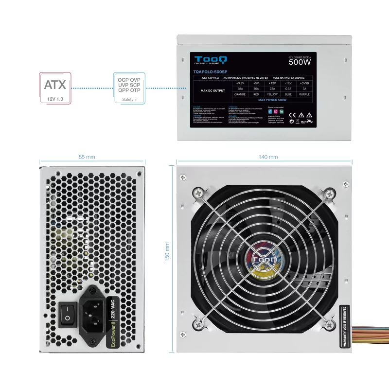 Kontrolsat - TooQ Power Supply - ATX 500W - TQAPOLO-500SP