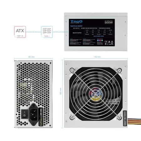 Kontrolsat - Fonte de Alimentação TooQ - ATX 500W - TQAPOLO-500SP Kontrolsat - Fonte de Alimentação TooQ - ATX 500W - TQAPOLO-500SP