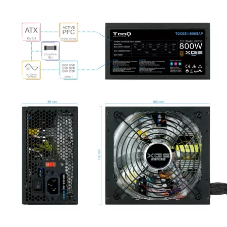 Kontrolsat - TooQ Xtreme Gaming Power Supply - Energy II - 800W - W/ Led - TQXGEII-800SAP Kontrolsat - TooQ Xtreme Gaming Power Supply - Energy II - 800W - W/ Led - TQXGEII-800SAP