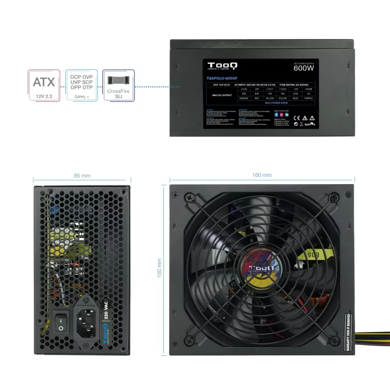 Kontrolsat - Fonte de Alimentação TooQ - ATX 600W - PFC - TQAPOLO-600SP
