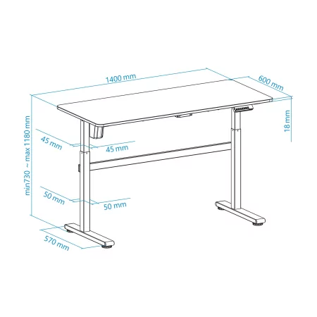 Kontrolsat - TooQ Adjustable Electric Desk - Black - ATLAS - TQESSD01-BK
