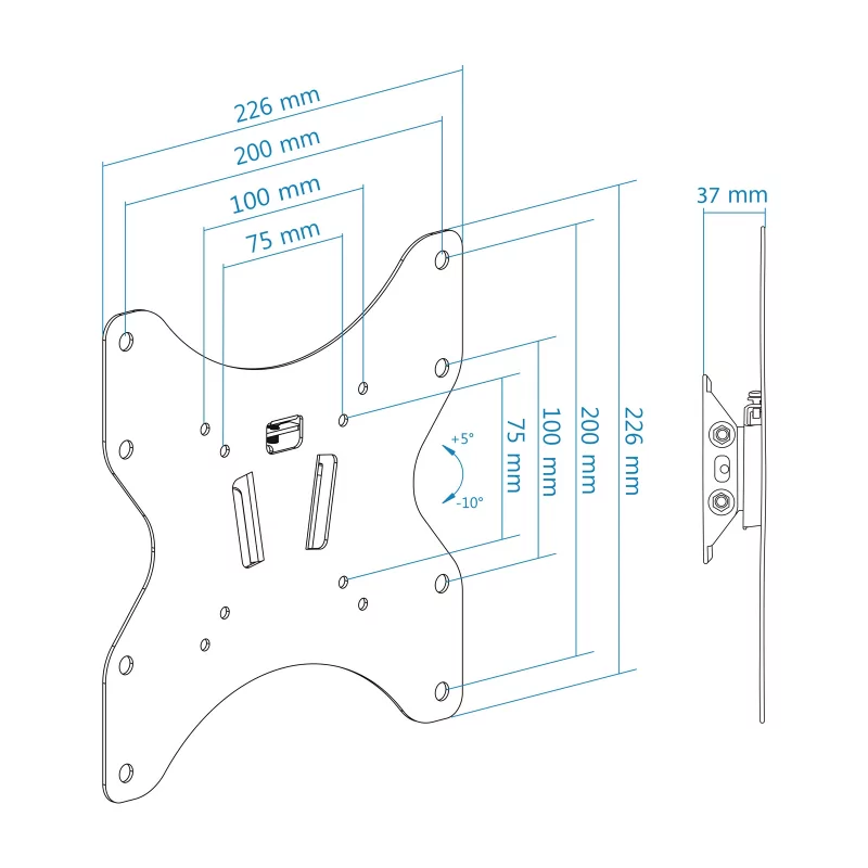 Kontrolsat - TooQ Wall Mount - For Screens - 23" / 42" - Black - LP1342T-B