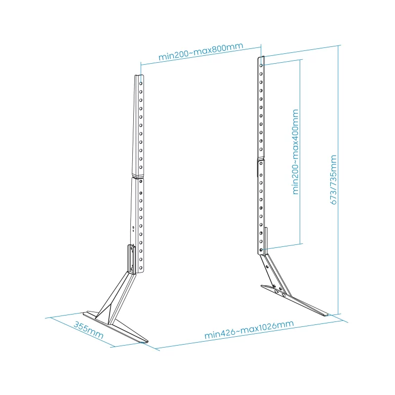 Kontrolsat - TooQ Table Stand - For Screens - 23" / 75" - Black - DB2375F-B