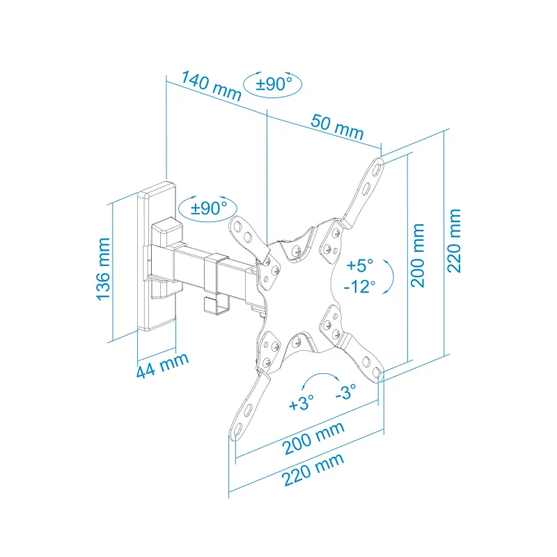 Kontrolsat - TooQ Wall Mount - For Screens - 13" / 42" - Black - LP2042TNL-B