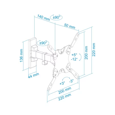 Kontrolsat - TooQ Wall Mount - For Screens - 13" / 42" - Black - LP2042TNL-B