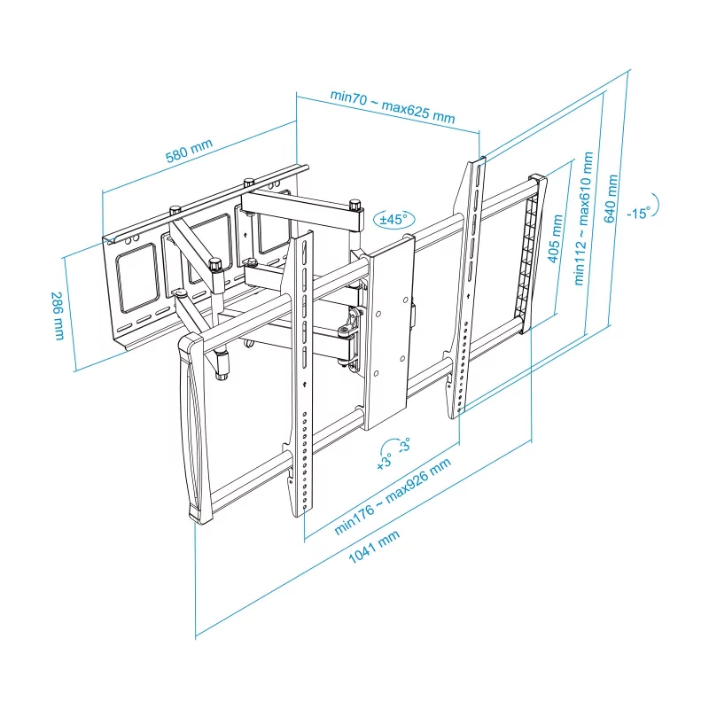 Kontrolsat - TooQ Wall Mount - For Screens - 60" / 100" - Black - LP75100TN-B
