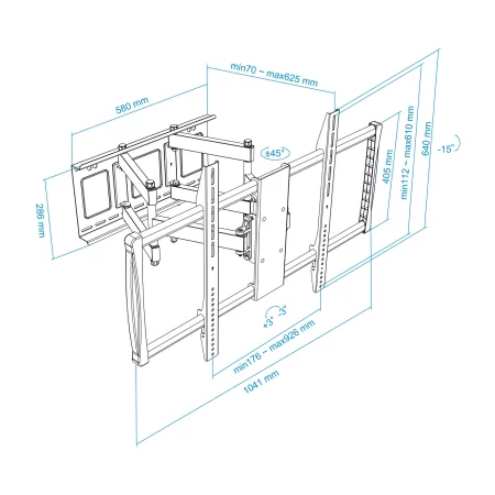 Kontrolsat - TooQ Wall Mount - For Screens - 60" / 100" - Black - LP75100TN-B