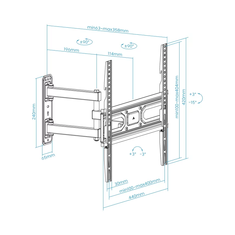 Kontrolsat - TooQ Wall Mount - For Screens - 32" / 55" - Black - LP7843TN-B
