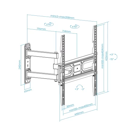 Kontrolsat - TooQ Wall Mount - For Screens - 32" / 55" - Black - LP7843TN-B