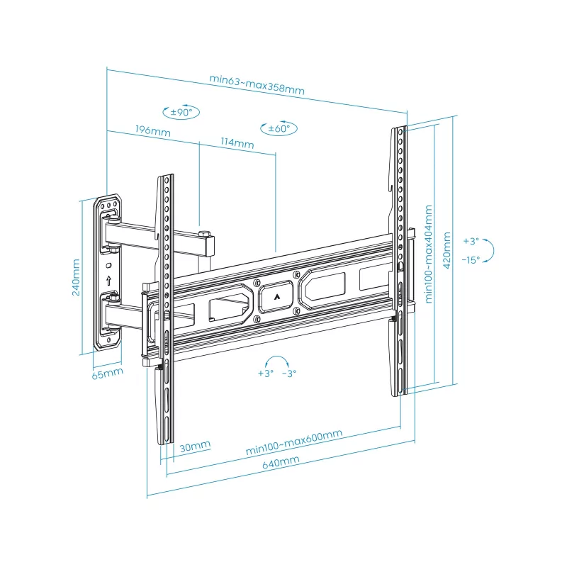Kontrolsat - TooQ Wall Mount - For Screens - 37" / 70" - Black - LP7863TN-B