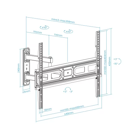 Kontrolsat - TooQ Wall Mount - For Screens - 37" / 70" - Black - LP7863TN-B Kontrolsat - TooQ Wall Mount - For Screens - 37" / 70" - Black - LP7863TN-B