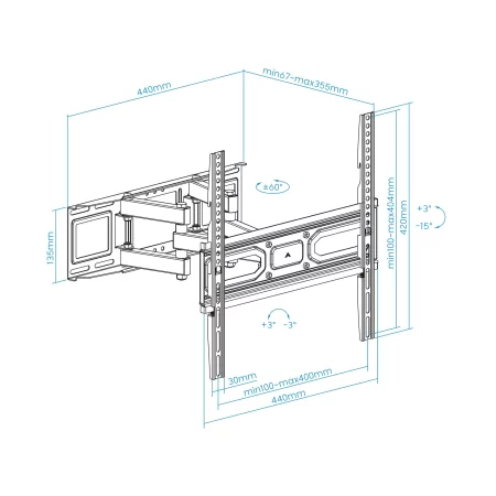 Kontrolsat - TooQ Wall Mount - For Screens - 32" / 70" - Black - LP7846TN-B