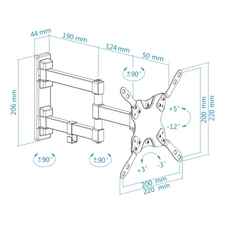Kontrolsat - TooQ Wall Mount - For Screens - 13" / 42" - Black - LP2142TNL-B