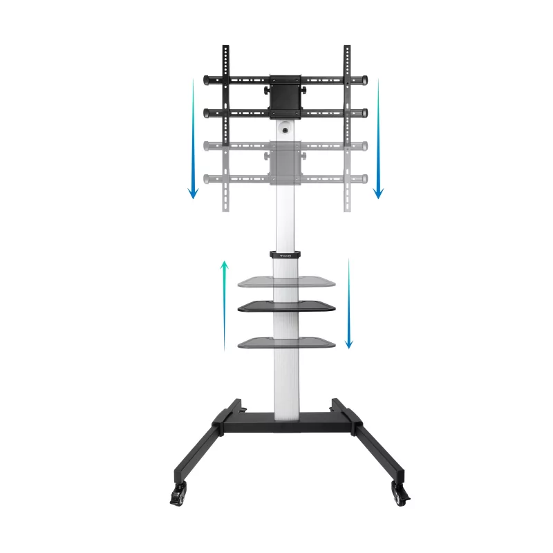 Kontrolsat - TooQ Floor Stand - W/ Wheels - For Screens - 37" / 86" - Aluminum - FS1886M-B