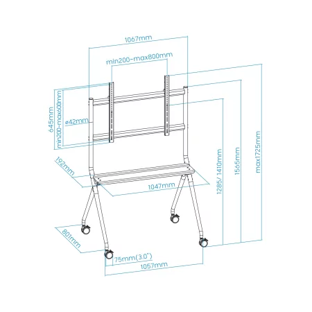 Kontrolsat - TooQ Floor Stand - With Wheels - For Screens - 50" / 86" - Grey - FS20205M-B