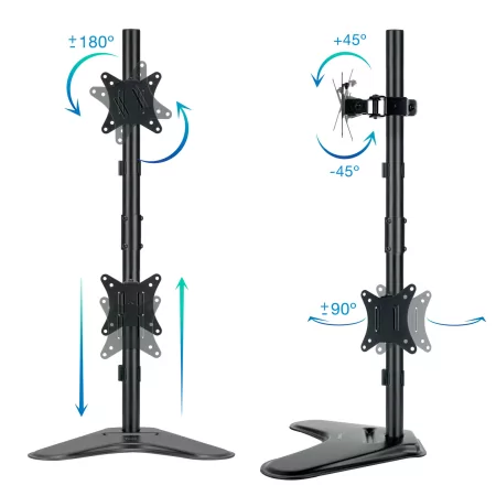 Kontrolsat - TooQ Table Stand - For 2 Screens - 17" / 32" - Black - DB1703TNV-B