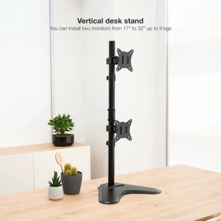 Kontrolsat - TooQ Table Stand - For 2 Screens - 17" / 32" - Black - DB1703TNV-B