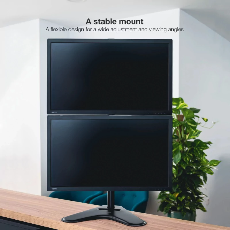 Kontrolsat - TooQ Table Stand - For 2 Screens - 17" / 32" - Black - DB1703TNV-B