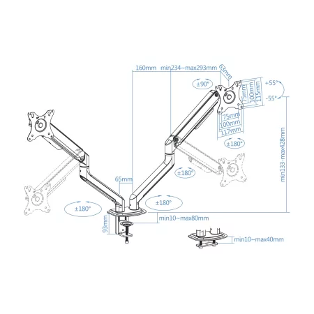 Kontrolsat - Suporte de Mesa TooQ - P/ 2 Ecrãs - 17" / 32" - DB4132TNR-W